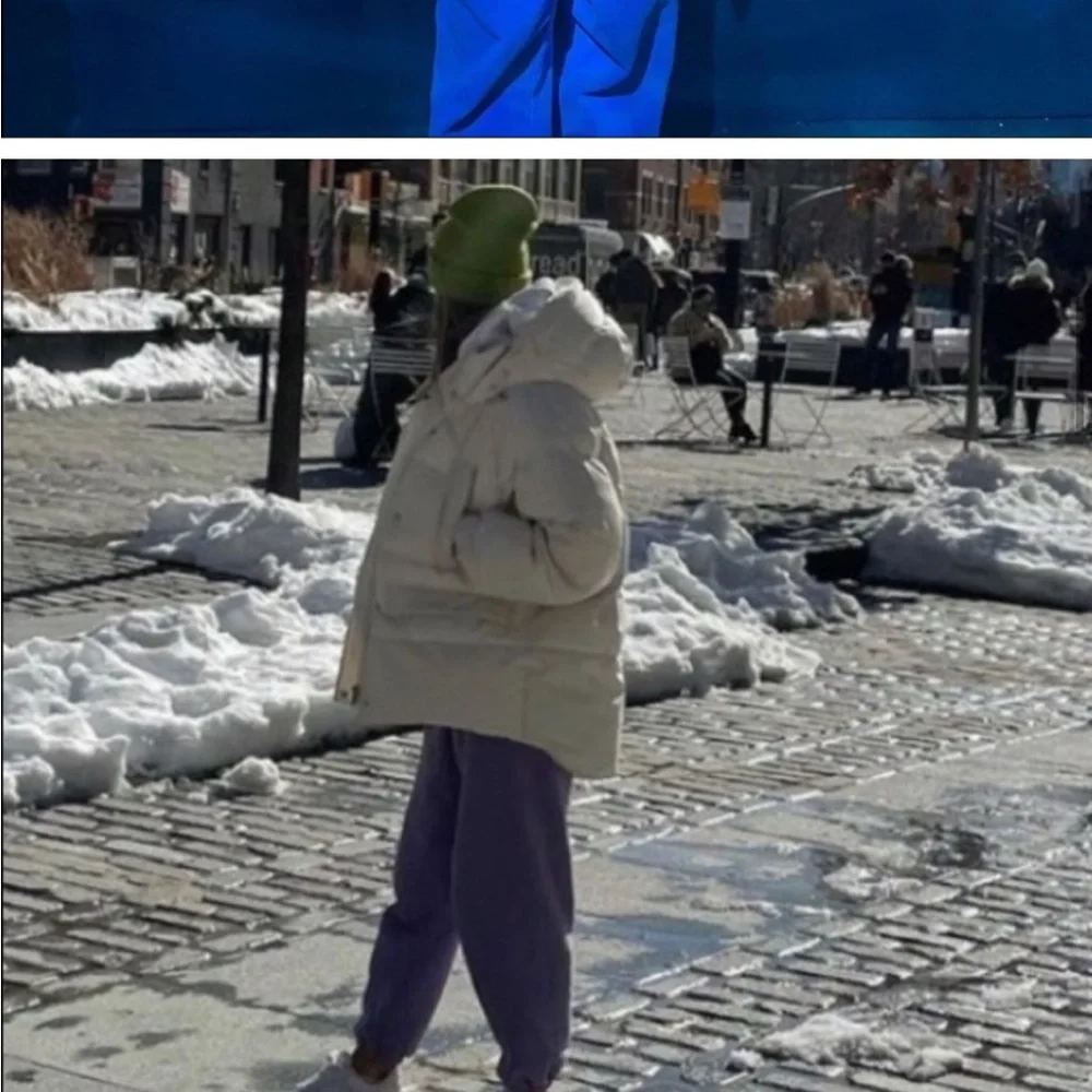 Zara oversized hooded ecru cream neutral puffer jacket Parka pocket size XS NWT - Picture 10 of 16